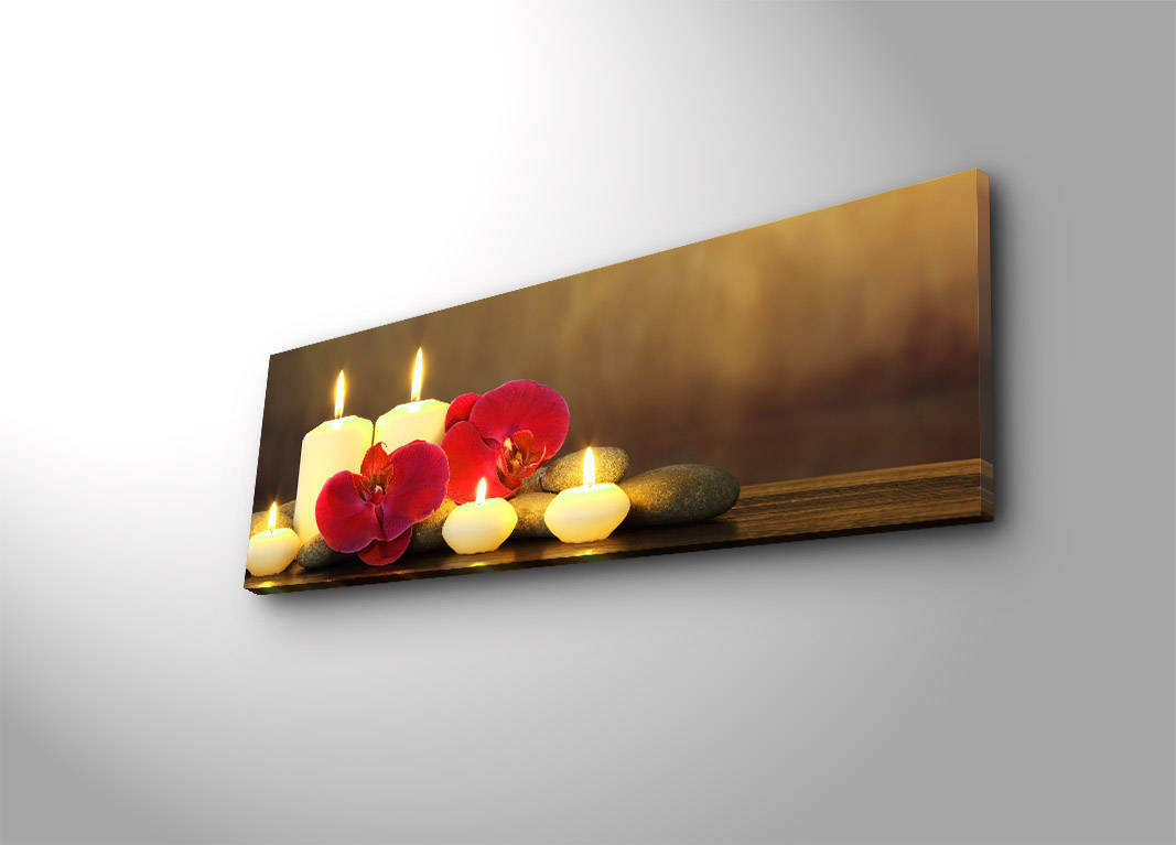 Pintura em tela decorativa com iluminação LED, 30 x 90 cm, 100% camurça, moldura de madeira (3 cm), alimentada por bateria com interruptor liga/desliga | Perfeito para decoração de casa