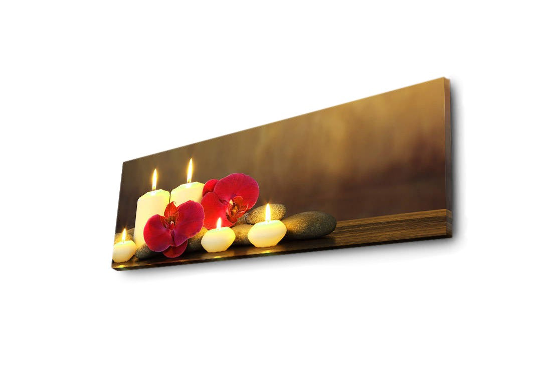 Pintura em tela decorativa com iluminação LED, 30 x 90 cm, 100% camurça, moldura de madeira (3 cm), alimentada por bateria com interruptor liga/desliga | Perfeito para decoração de casa