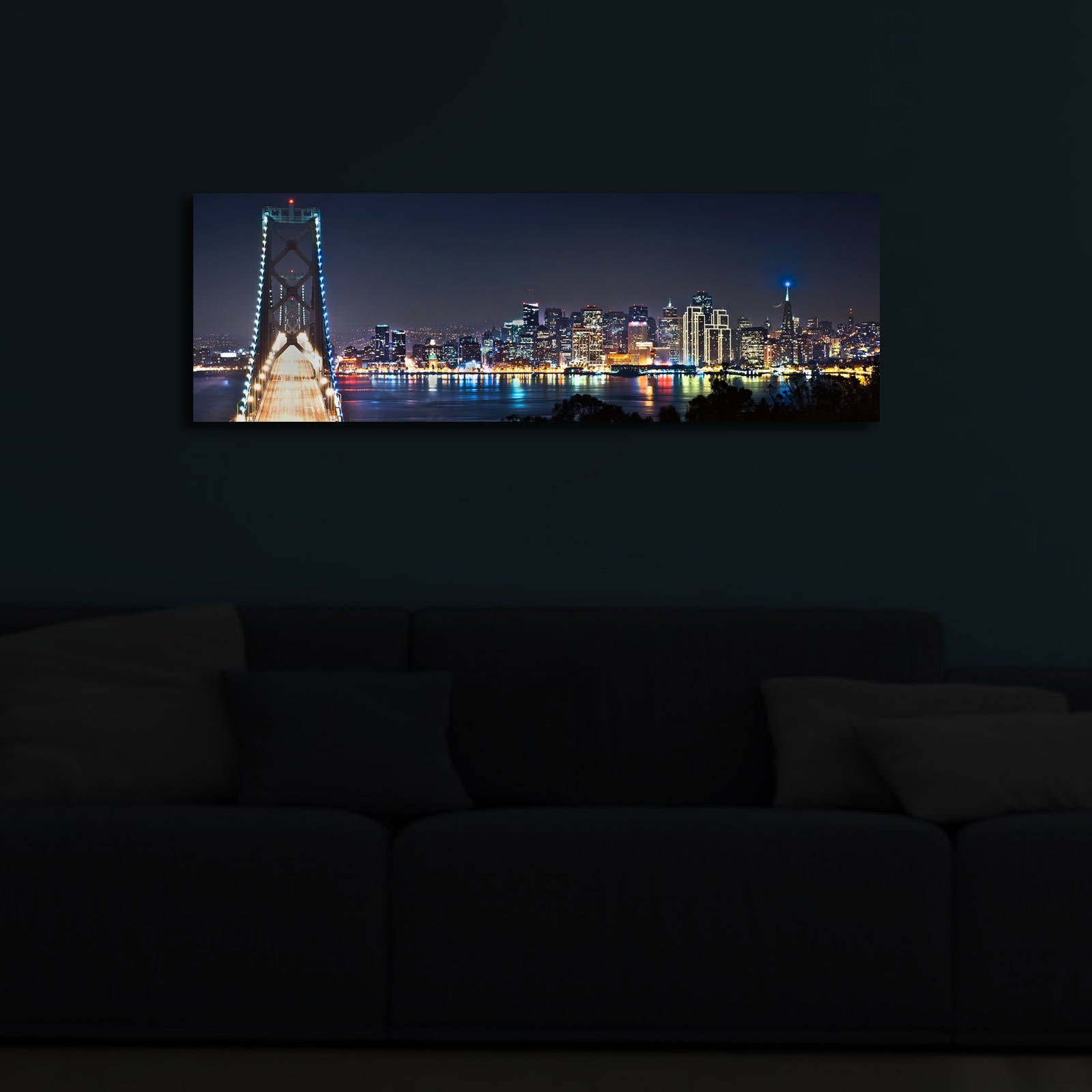 Pintura em tela decorativa com iluminação LED, 30 x 90 cm, 100% camurça, moldura de madeira (3 cm), alimentada por bateria com interruptor liga/desliga | Perfeito para decoração de casa