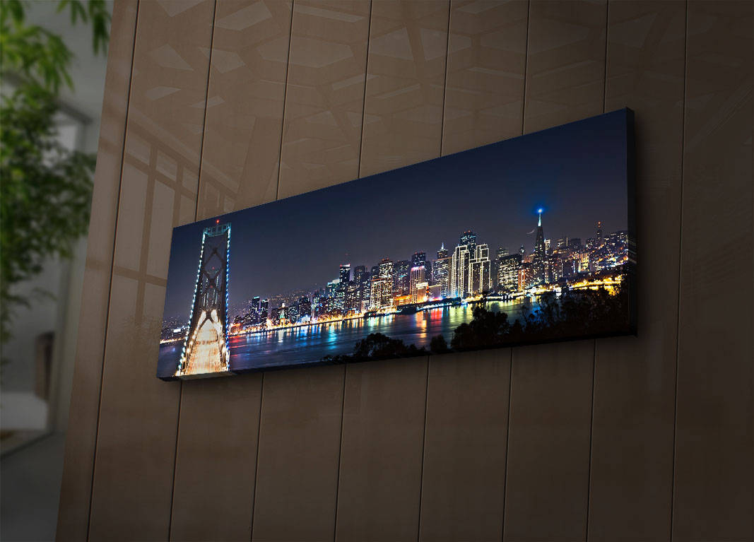 Pintura em tela decorativa com iluminação LED, 30 x 90 cm, 100% camurça, moldura de madeira (3 cm), alimentada por bateria com interruptor liga/desliga | Perfeito para decoração de casa