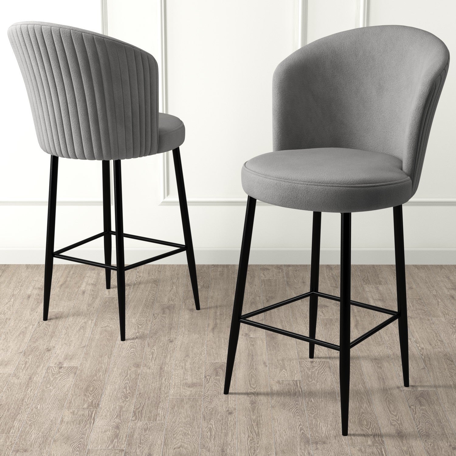 Conjunto de bancos de bar – 46 cm x 107 cm x 40 cm – Cinza e Preto – Metal