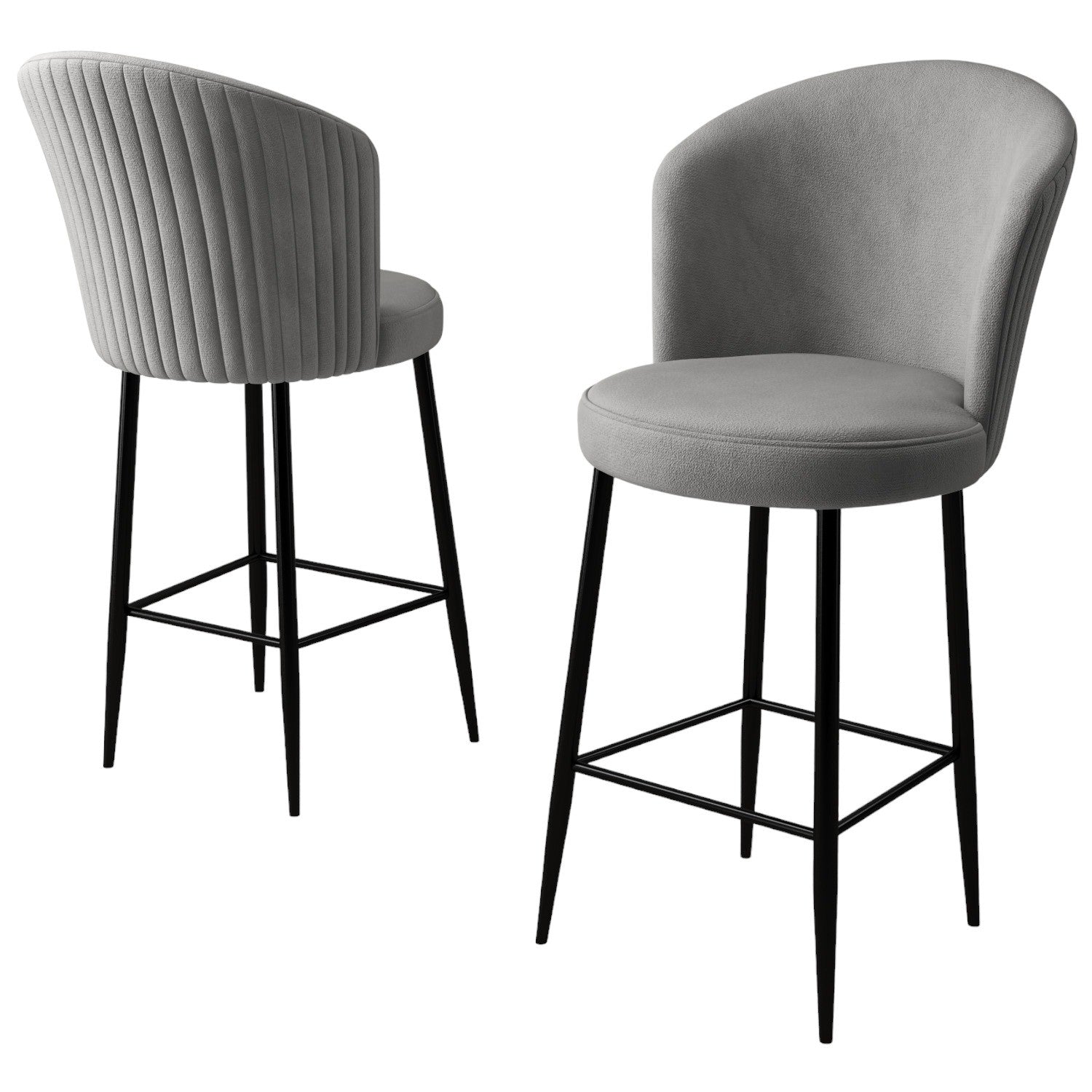 Conjunto de bancos de bar – 46 cm x 107 cm x 40 cm – Cinza e Preto – Metal