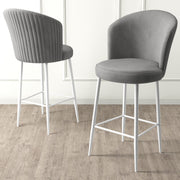 Conjunto de Bancos de Bar – 46 cm x 107 cm x 40 cm – Cinza e Branco – Metal
