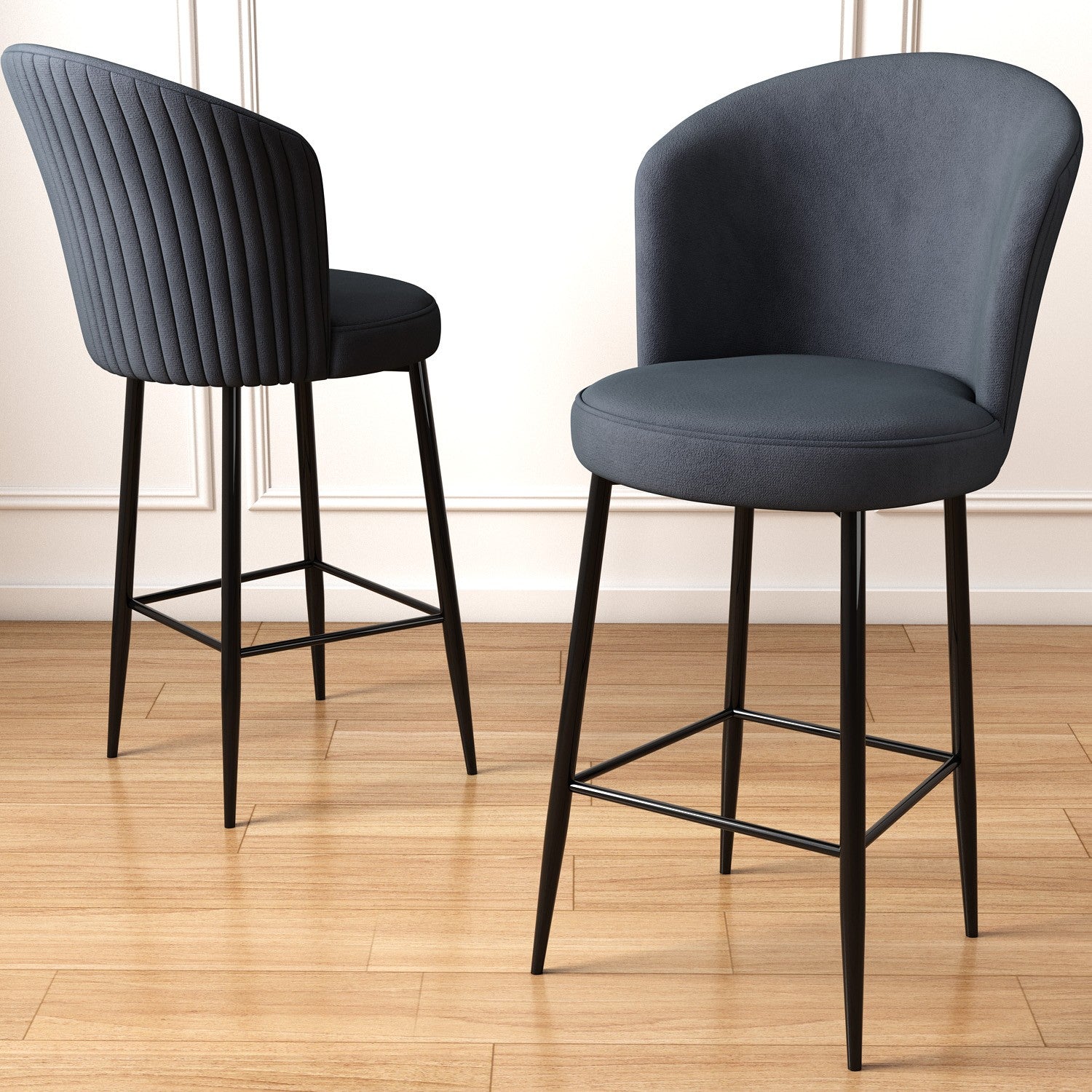 Conjunto de bancos de bar – 46 cm x 102 cm x 40 cm – Antracite e Preto – Metal