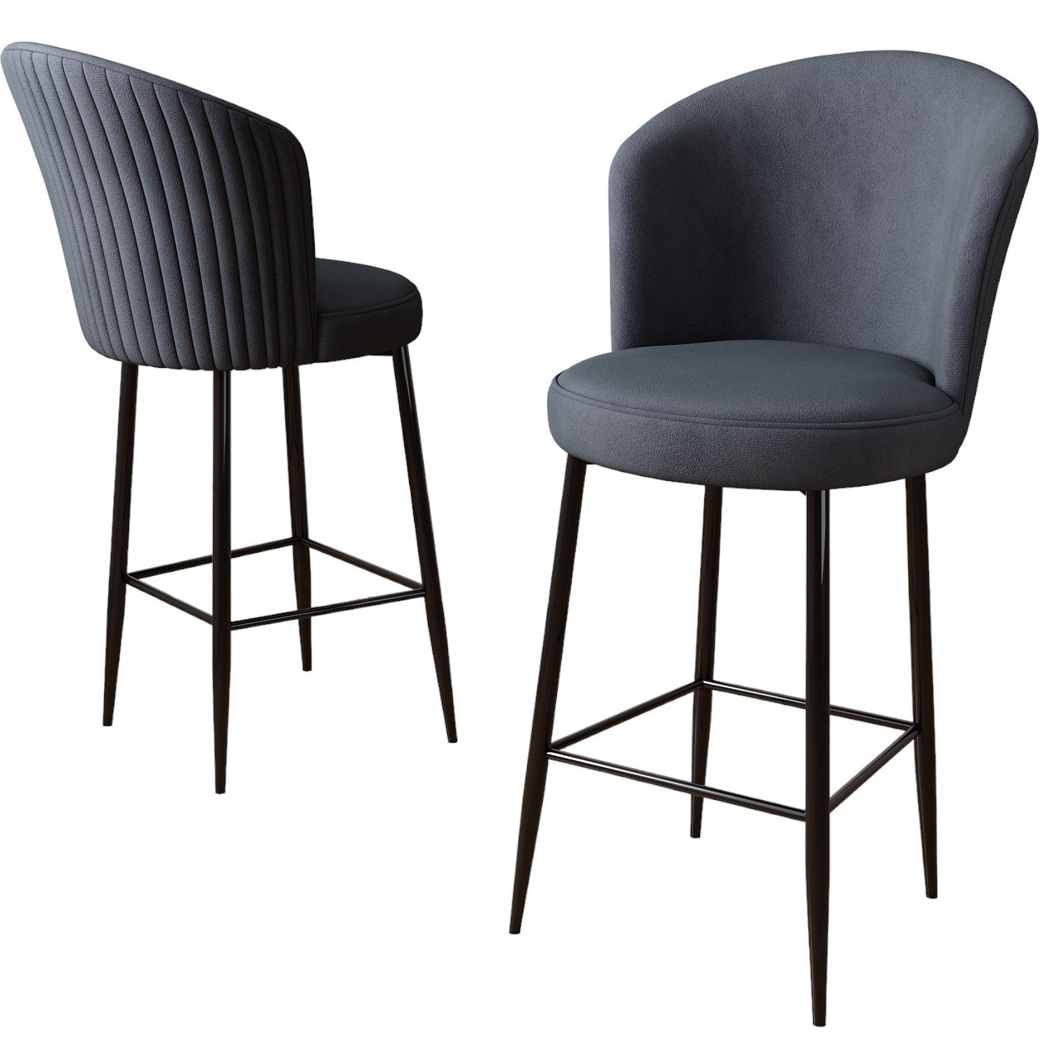 Conjunto de bancos de bar – 46 cm x 102 cm x 40 cm – Antracite e Preto – Metal