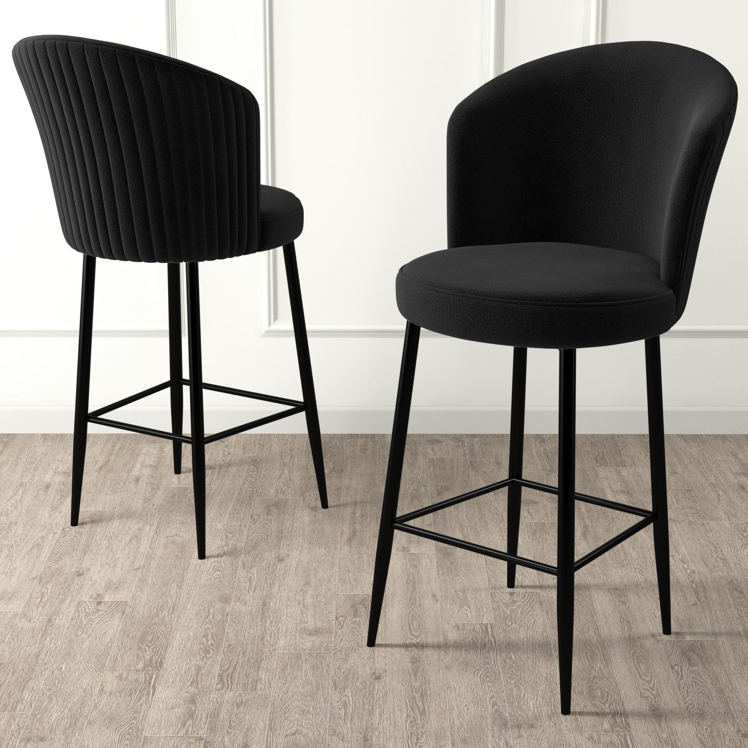 Conjunto de bancos de bar (6 peças)-Alte-Preto