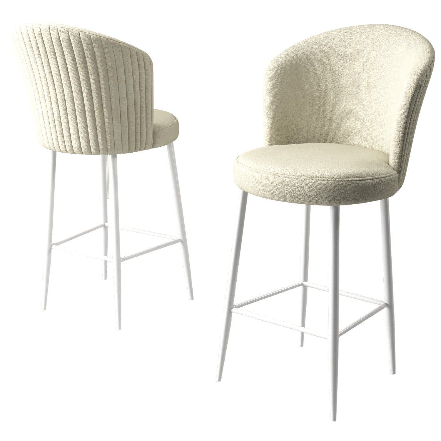 Conjunto de bancos de bar – 6 peças – Creme e Branco – Metal