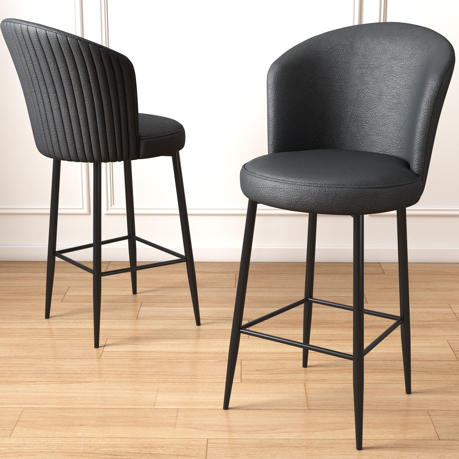 Conjunto de bancos de bar (2 peças)-Uras-Antracite
Preto