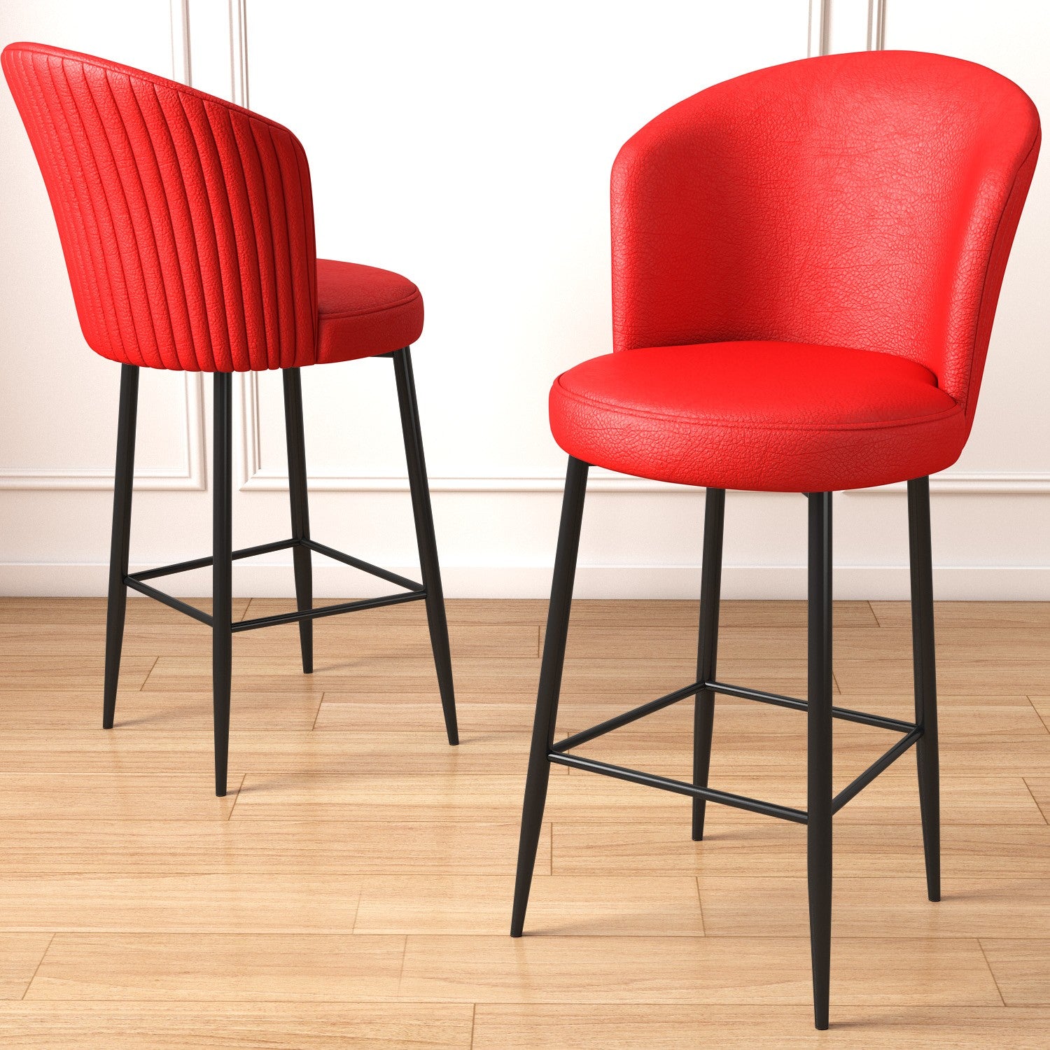 Conjunto de bancos de bar (2 peças)-Uras-Vermelho
Preto