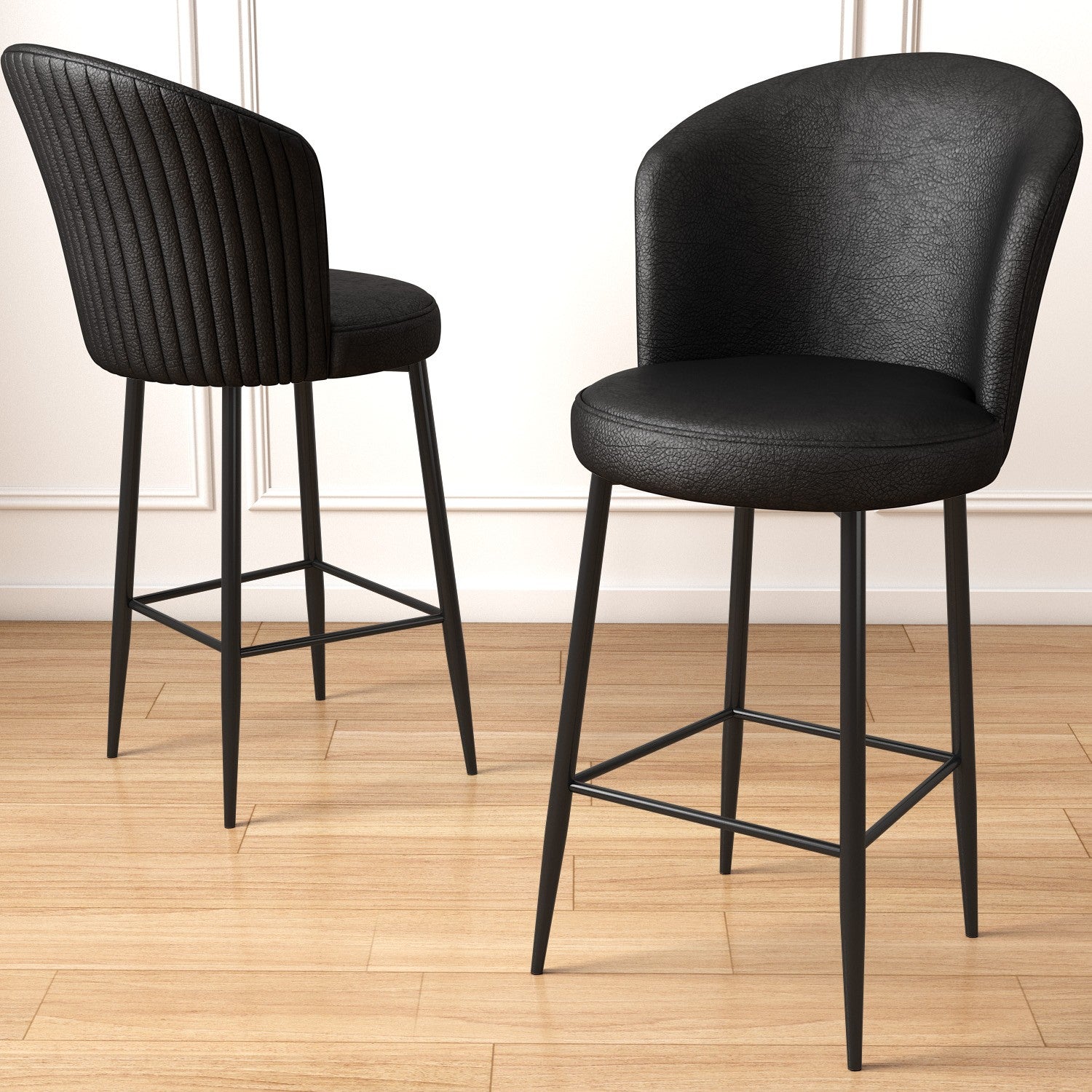 Conjunto de bancos de bar (6 peças)-Uras-Preto