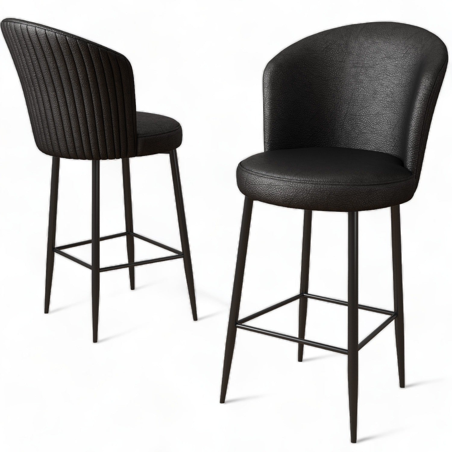 Conjunto de bancos de bar (6 peças)-Uras-Preto