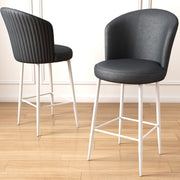 Conjunto de bancos de bar – 46x40x107 cm – Antracite e Branco – Metal e Couro Sintético