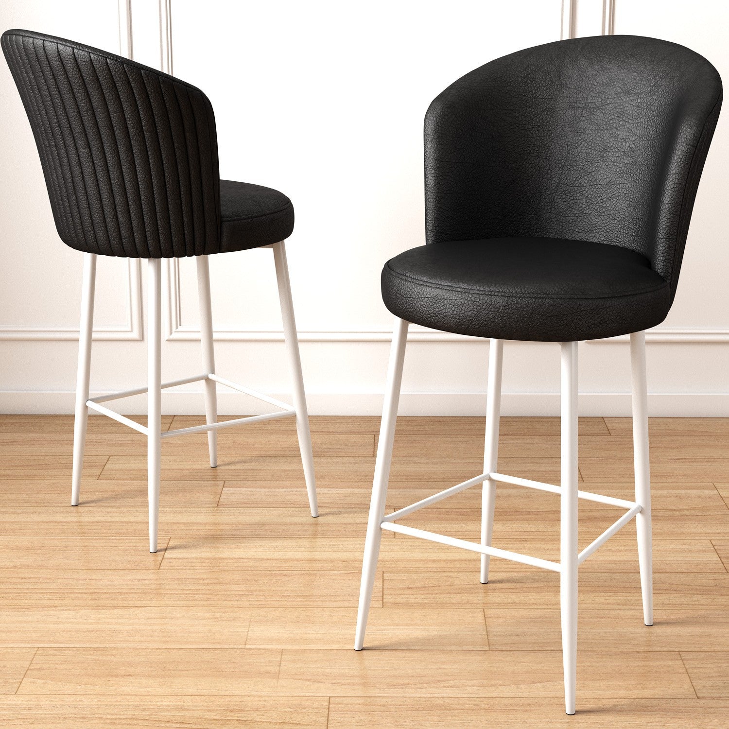 Conjunto de bancos de bar – 46 cm x 107 cm x 40 cm – Preto e Branco – Metal