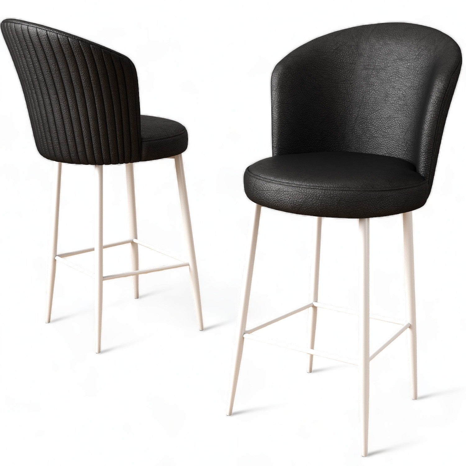 Conjunto de bancos de bar – 46 cm x 107 cm x 40 cm – Preto e Branco – Metal