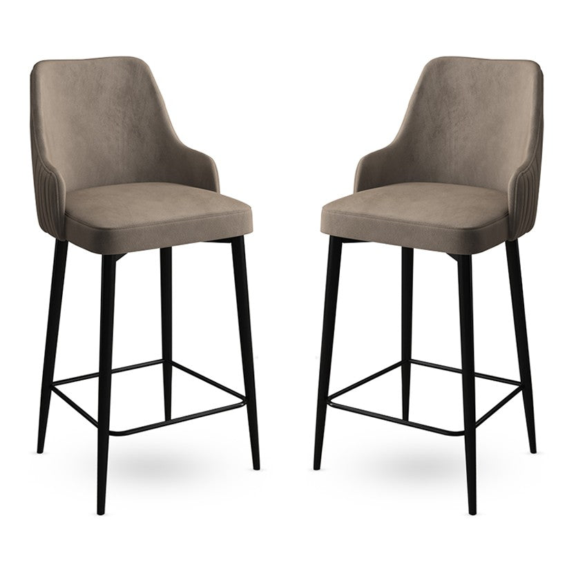 Conjunto de bancos de bar – 45 x 43 x 105 cm – cappuccino e preto – metal