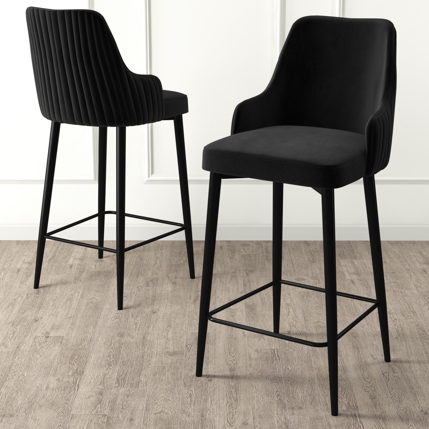 Conjunto de bancos de bar – 45 cm x 105 cm x 43 cm – Preto – Metal