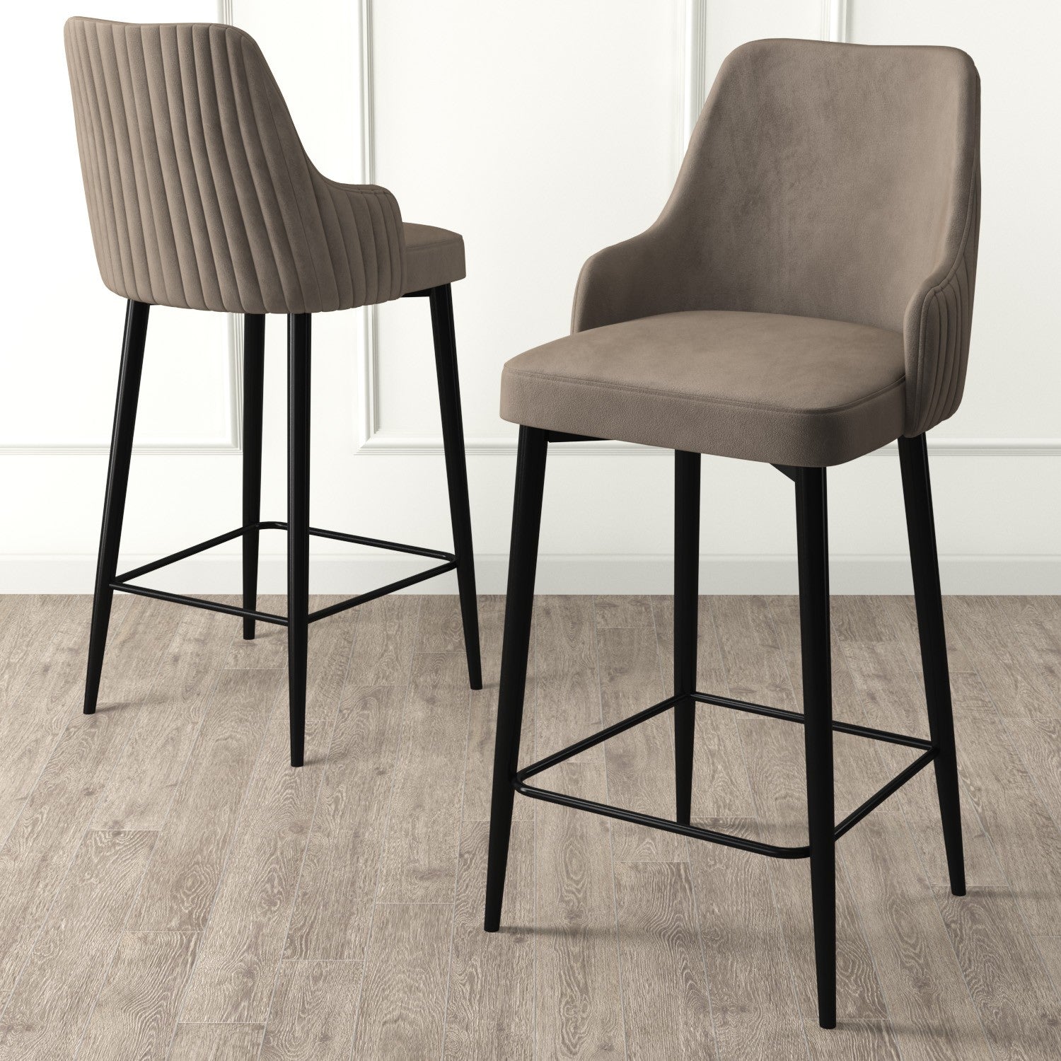 Conjunto de bancos de bar – 45 cm x 105 cm x 43 cm – Cappuccino e Preto – Metal