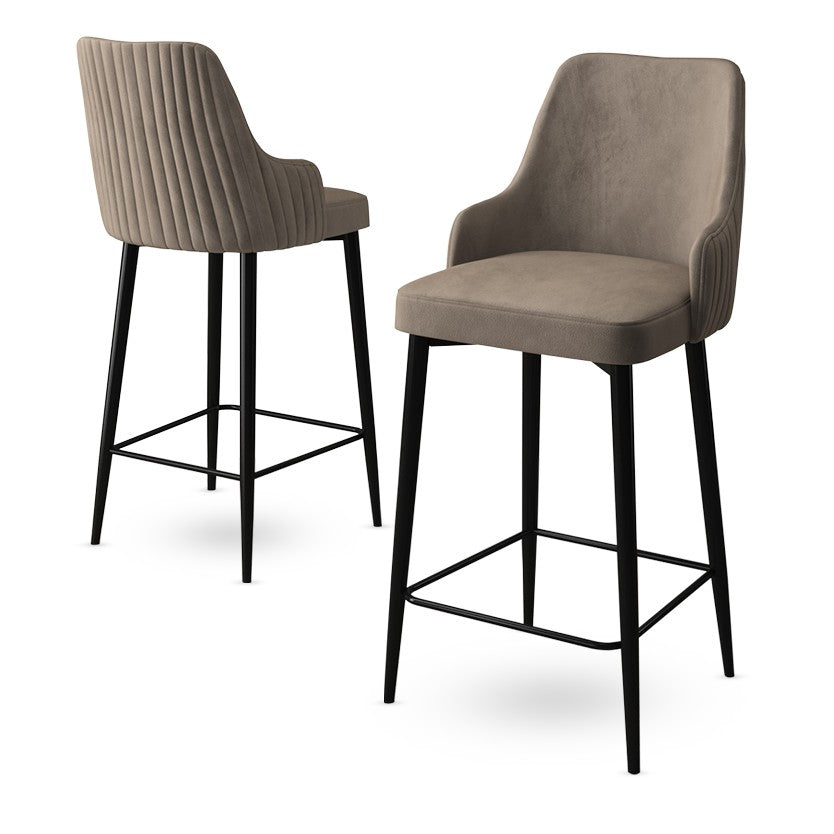 Conjunto de bancos de bar – 45 cm x 105 cm x 43 cm – Cappuccino e Preto – Metal