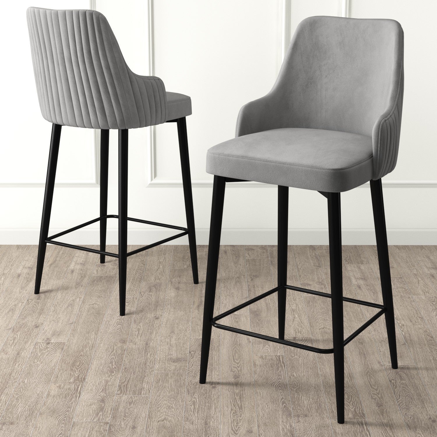 Conjunto de bancos de bar (6 peças)-Enox-Cinza
Preto