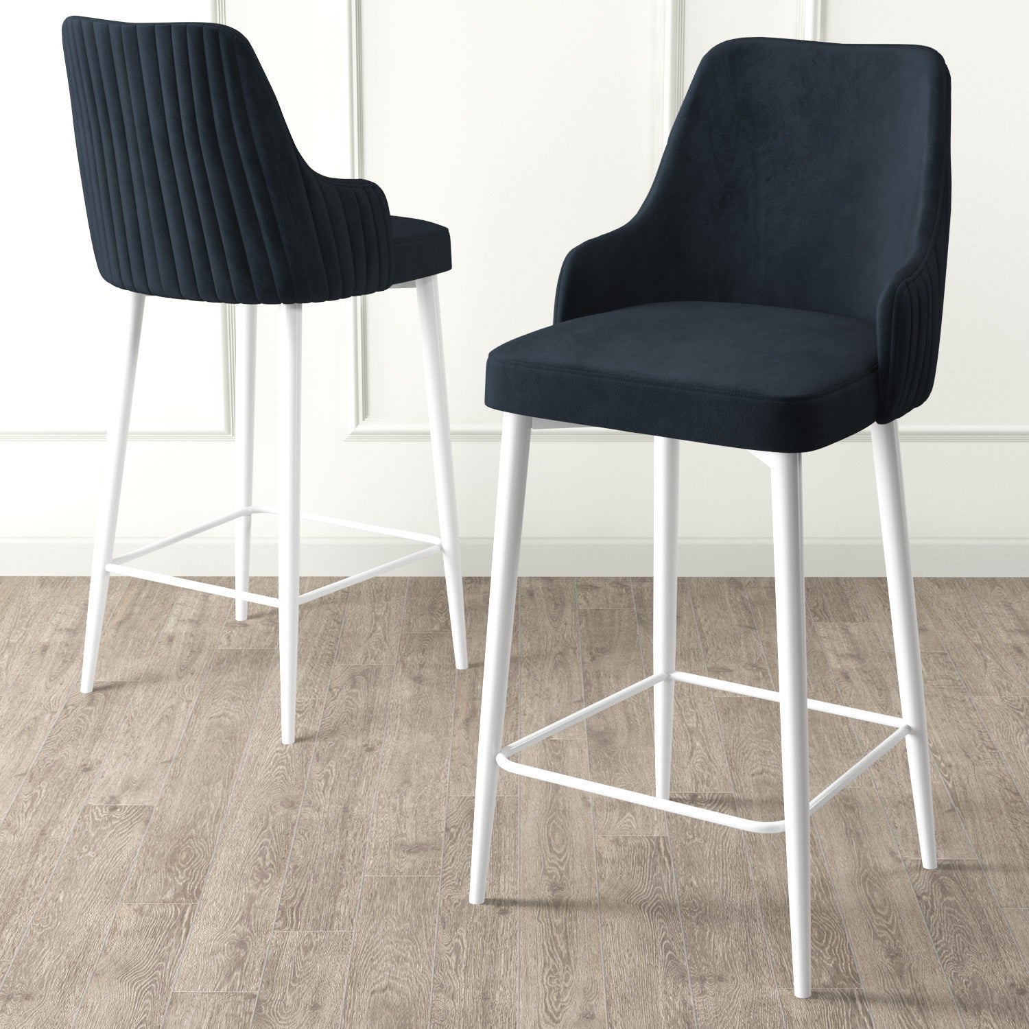 Conjunto de bancos de bar – 73 cm altura do assento – Antracite e Branco – Metal