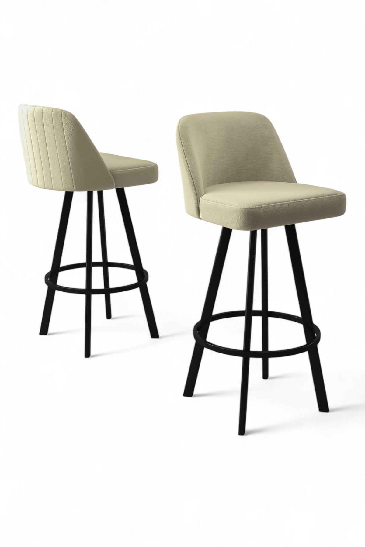 Conjunto de bancos de bar – 76 cm – Creme e Preto – Metal
