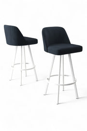 Conjunto de bancos de bar – 44 cm x 105 cm x 42 cm – Antracite e Branco – Metal