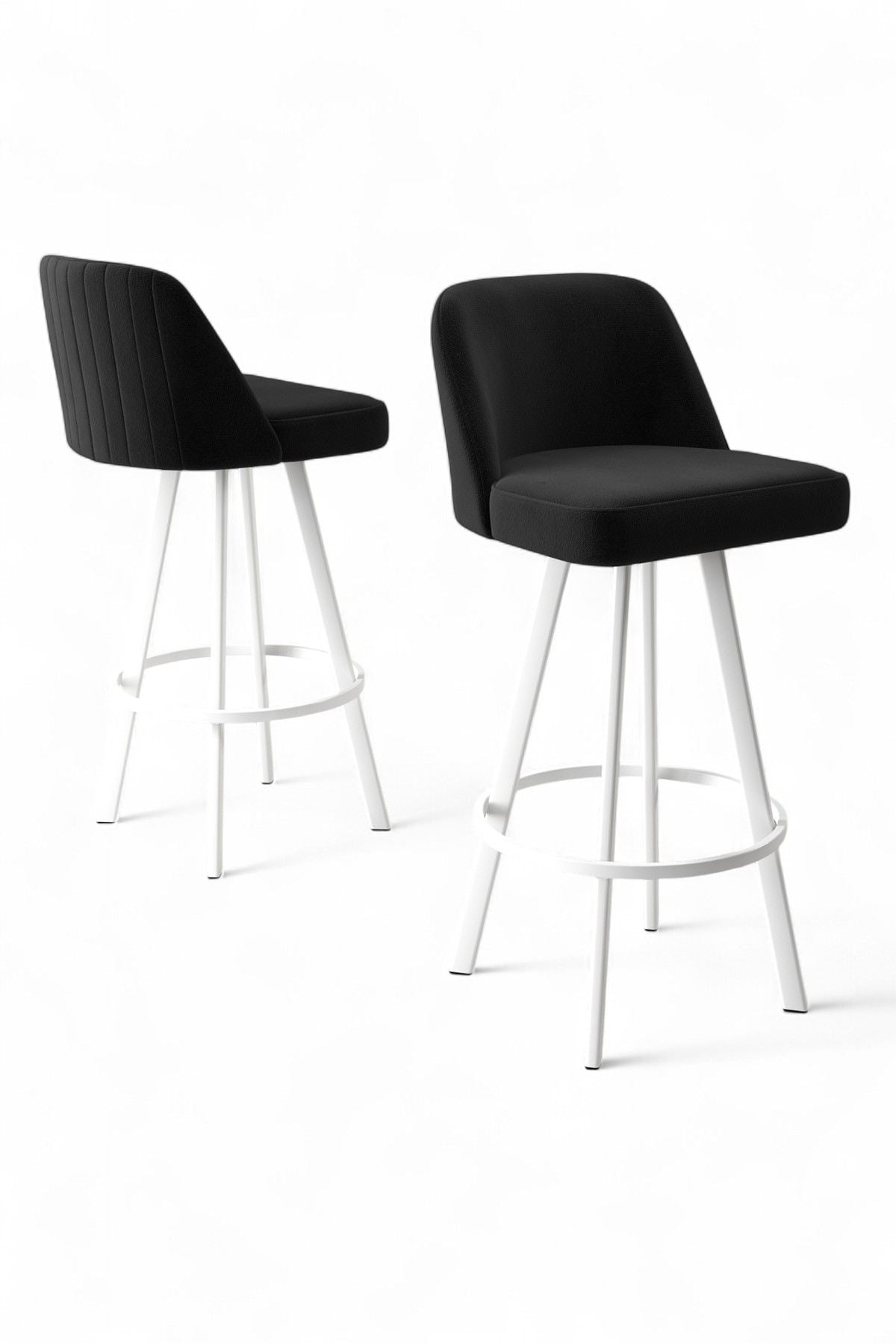 Conjunto de bancos de bar – 44 cm x 105 cm x 42 cm – Preto e Branco – Metal