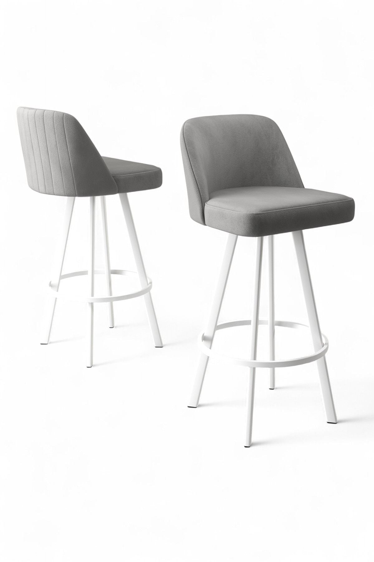 Conjunto de bancos de bar – 44 cm x 105 cm x 42 cm – Cinza e Branco – Metal