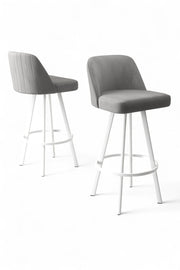 Conjunto de bancos de bar – 44 cm x 105 cm x 42 cm – Cinza e Branco – Metal