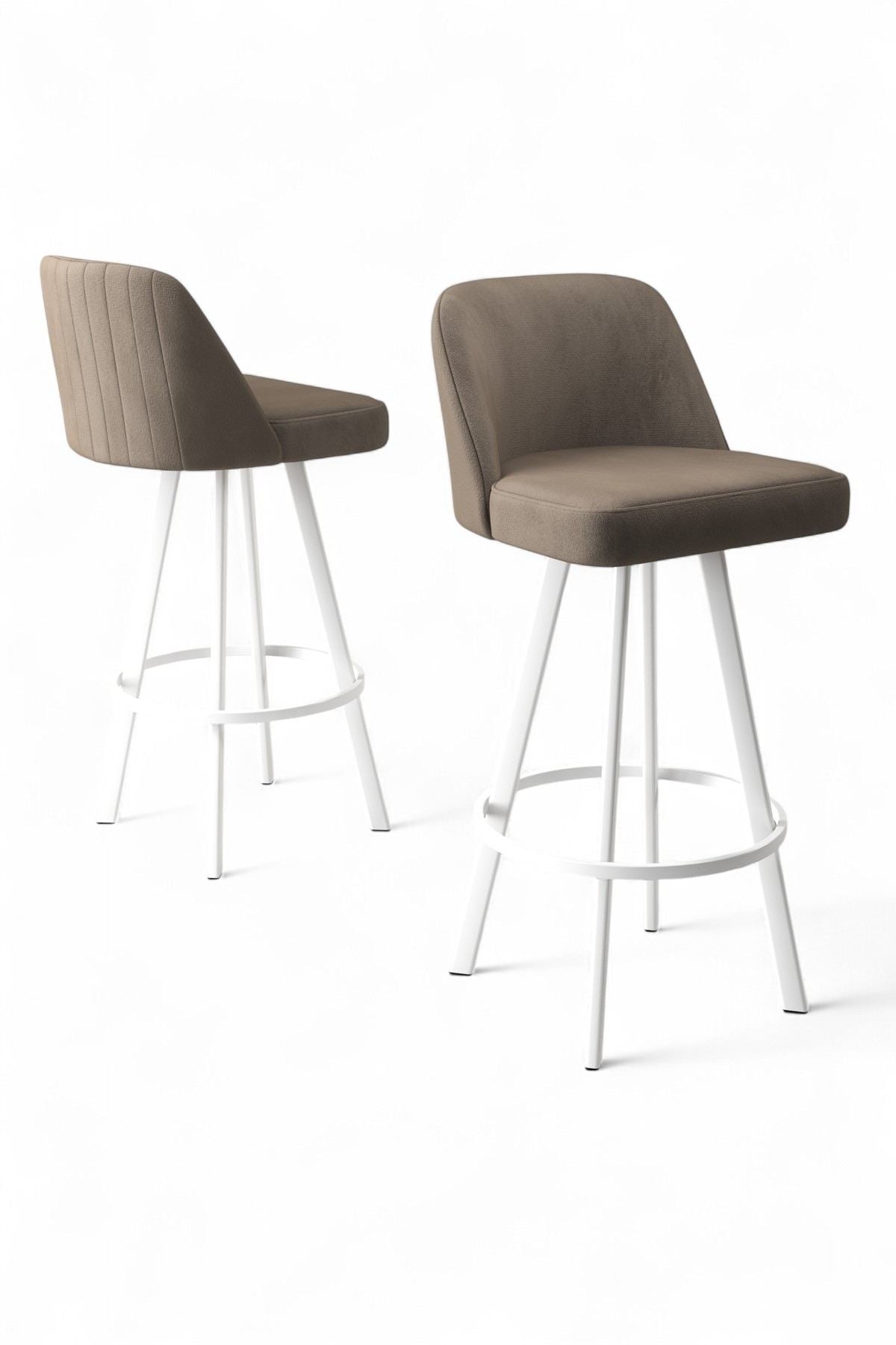 Conjunto de bancos de bar – 105 cm altura – Cappuccino e Branco – 100% metal