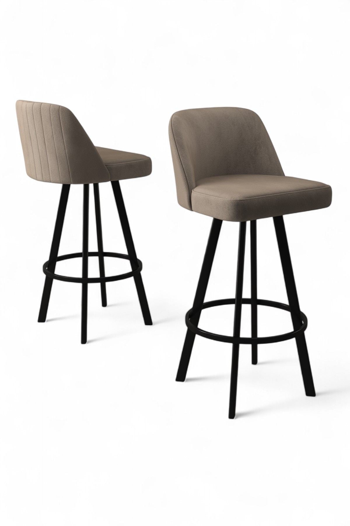 Conjunto de bancos de bar (6 peças) – 44 cm x 105 cm x 42 cm – Cappuccino e Preto – 100% metal
