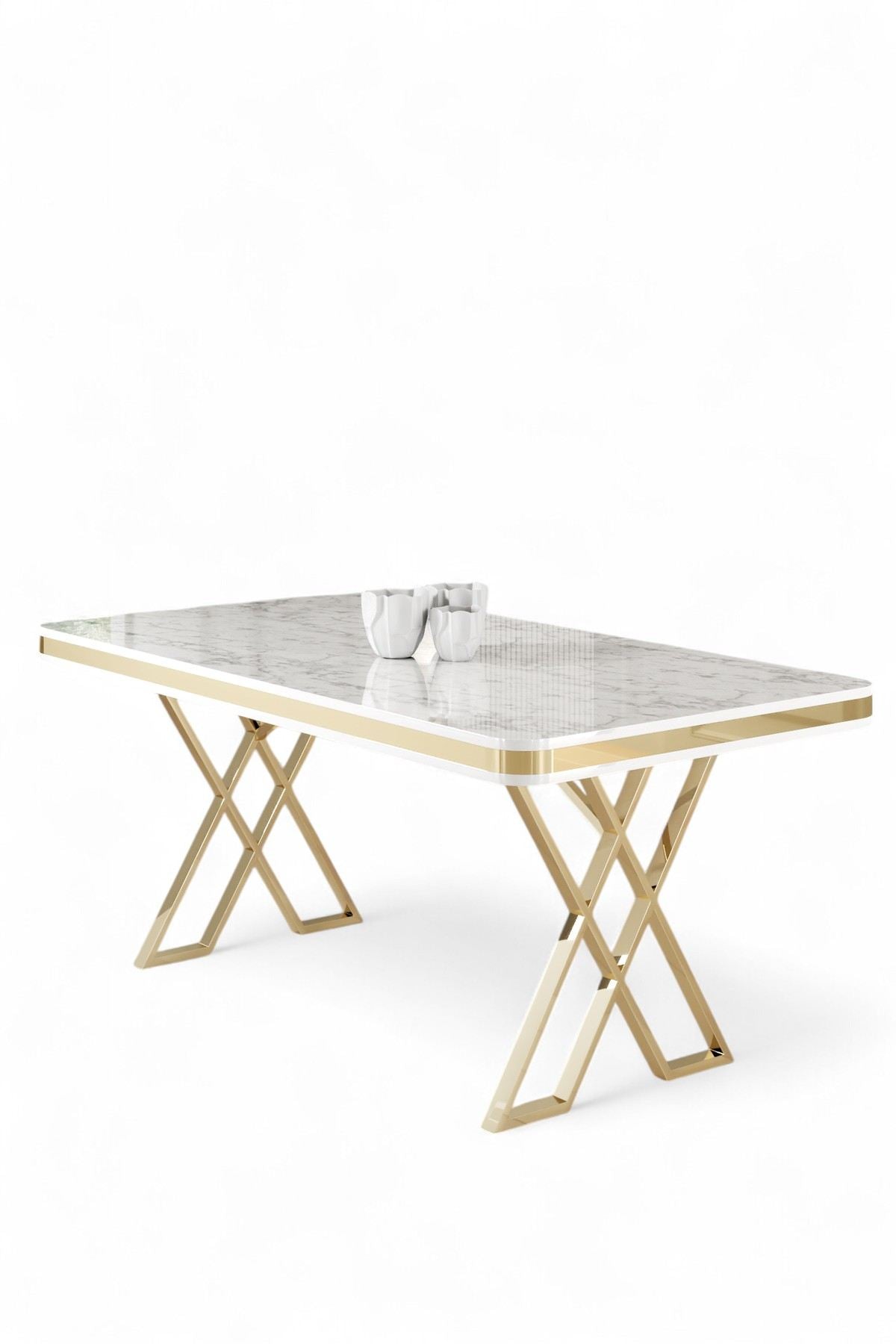 Mesa de jantar-Vals-Mármore Branco
Dourado