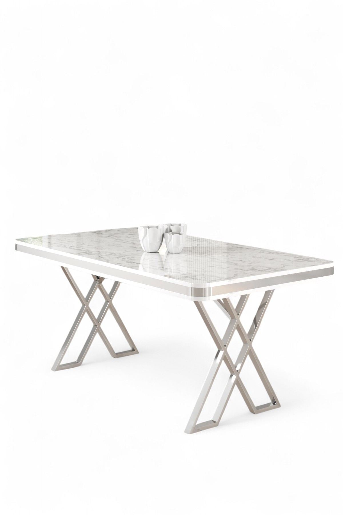 Mesa de jantar-Vals-Mármore Branco
Cromado
