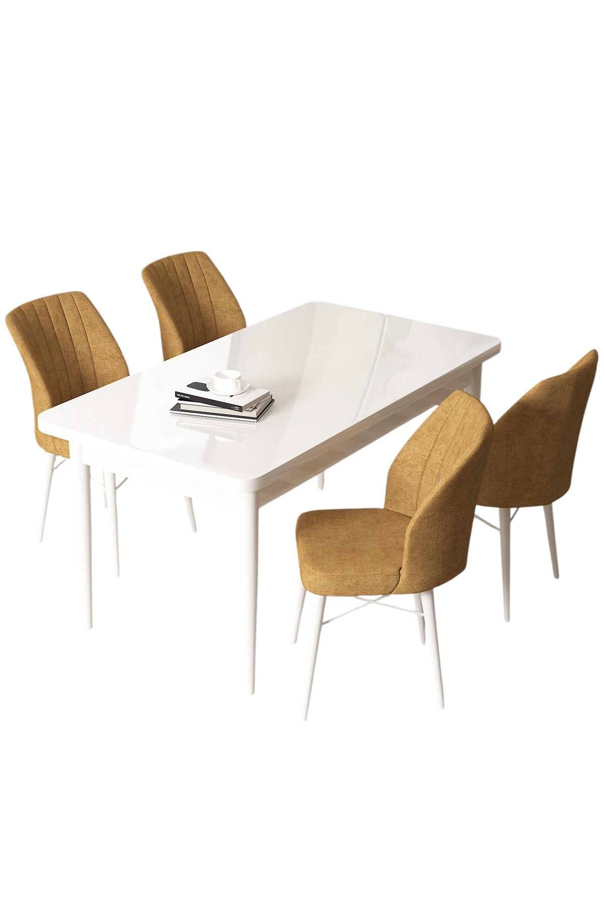 Conjunto de mesa de jantar e cadeiras (5 peças)-Arp-Branco
Cappuccino