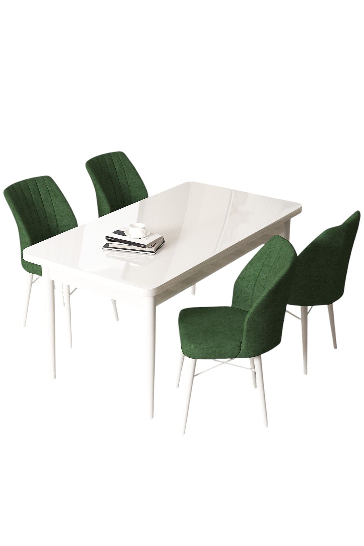 Conjunto de mesa de jantar e cadeiras (5 peças)-Arp-Branco
Cáqui