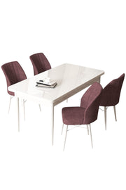 Conjunto de mesa de jantar e cadeiras (5 peças)-Arp-Branco
Rosa empoeirado