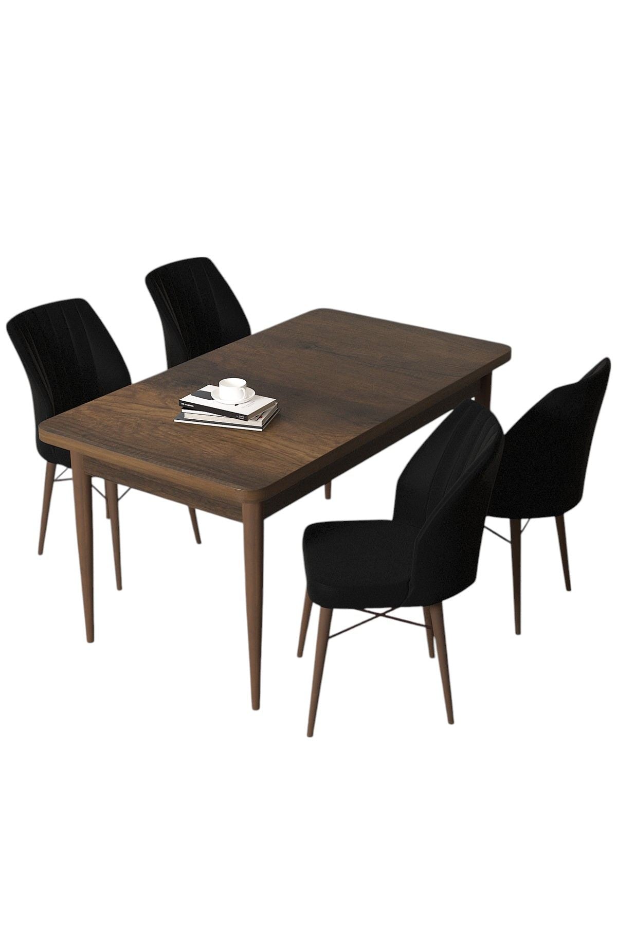 Conjunto de mesa de jantar e cadeiras (5 peças)-Arp-Barroco
Preto