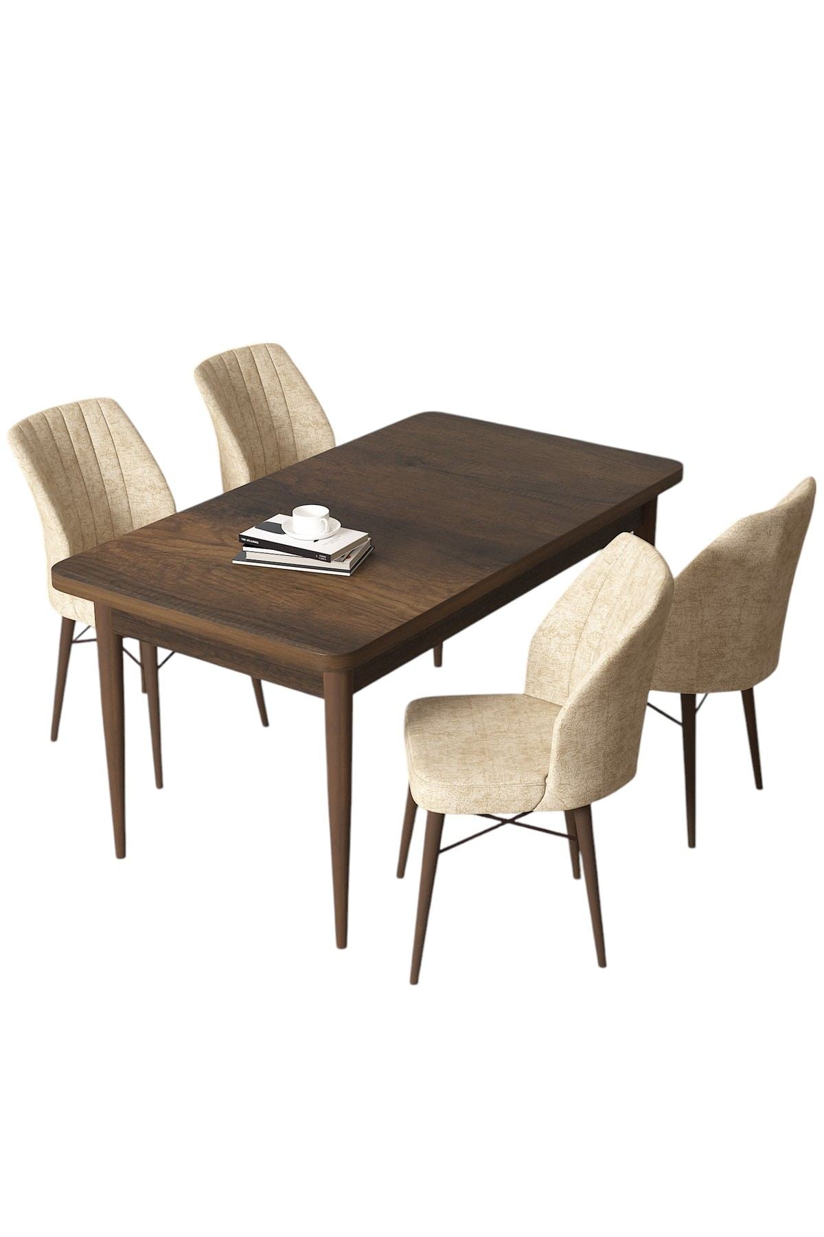 Conjunto de mesa de jantar e cadeiras (5 peças)-Arp-Barroco
Creme
