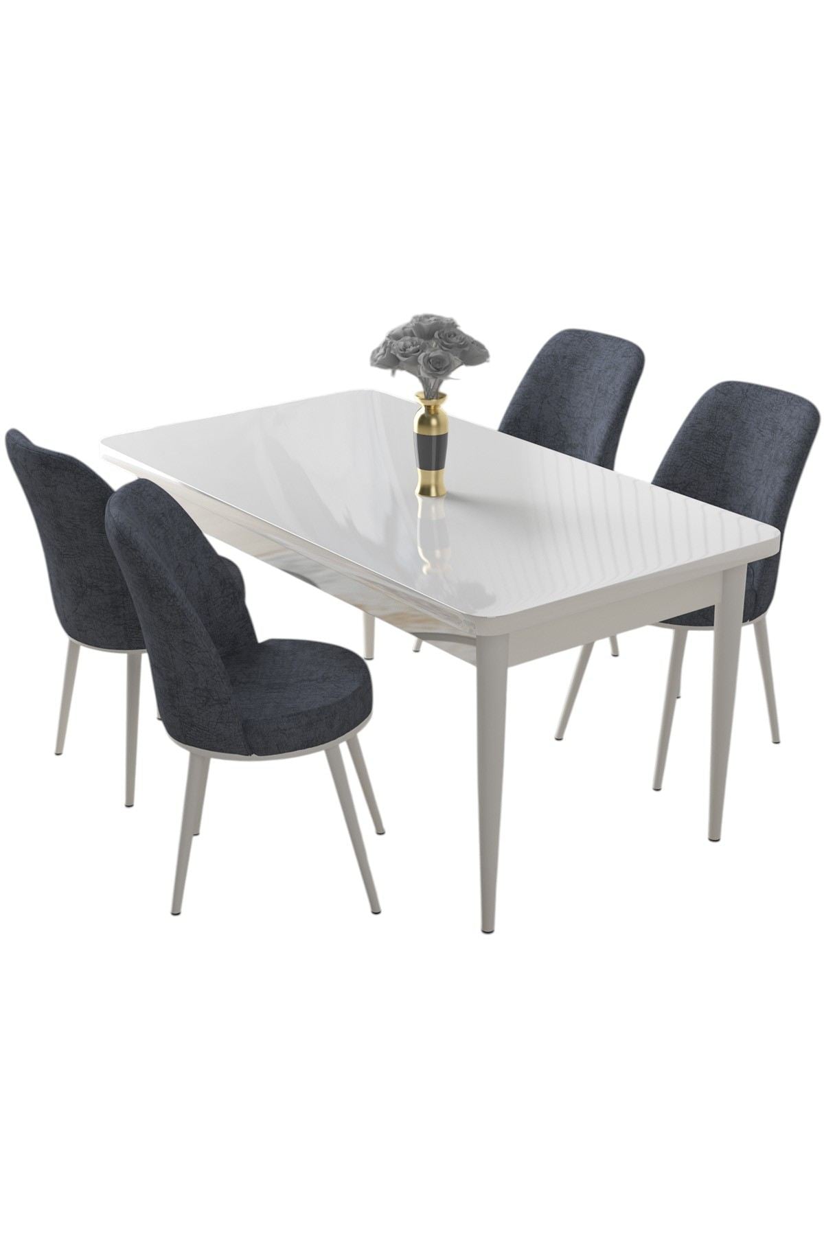 Conjunto de mesa de jantar e cadeiras (5 peças)-Nil-Fumaça Branca