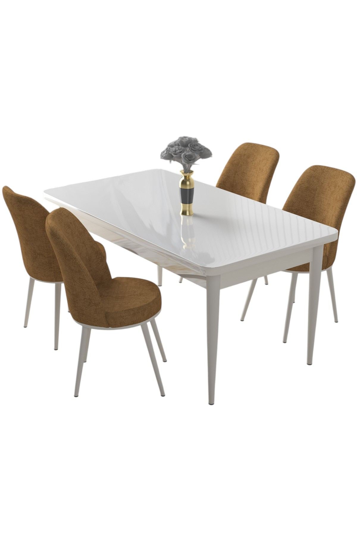Conjunto de mesa de jantar e cadeiras (5 peças)-Nil-Branco
Cappuccino