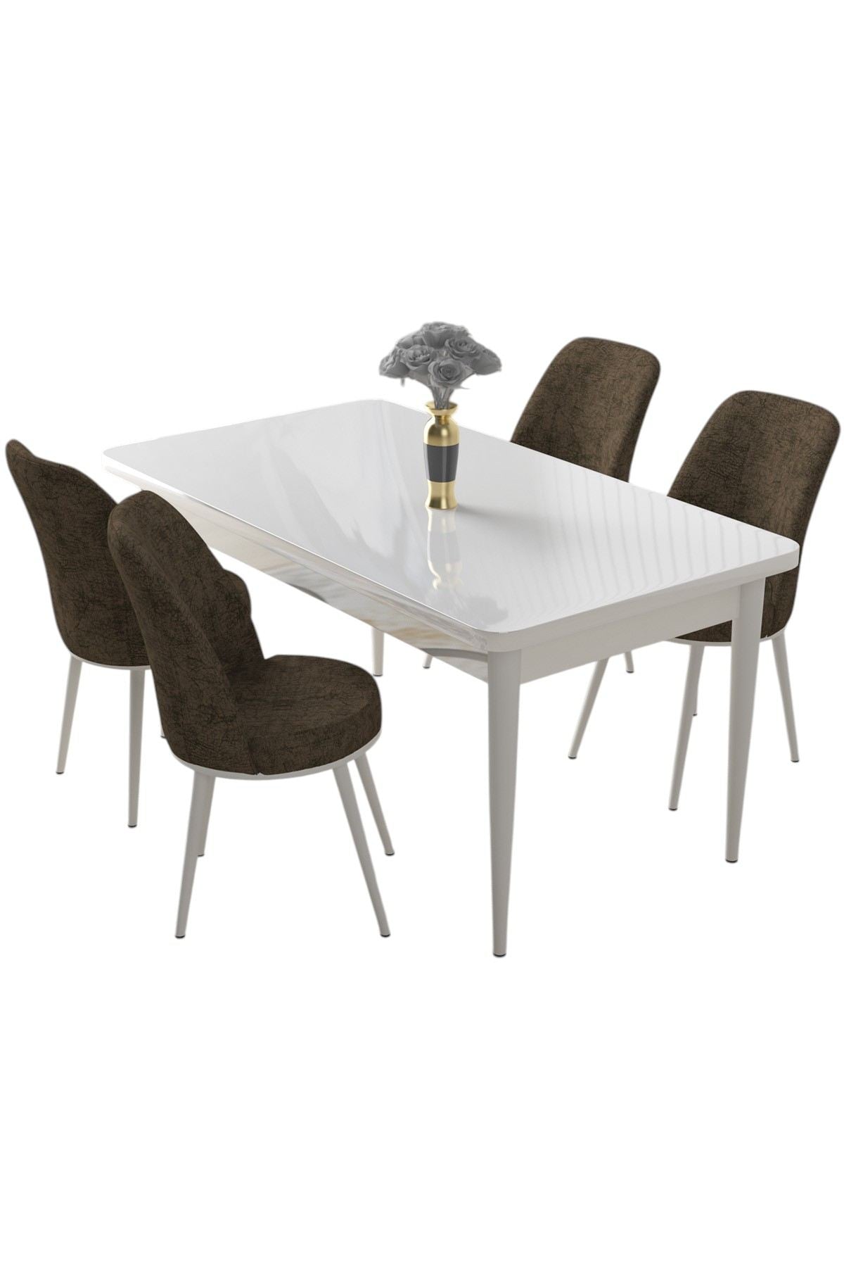 Conjunto de mesa de jantar e cadeiras (5 peças)-Nil-Branco
Marrom