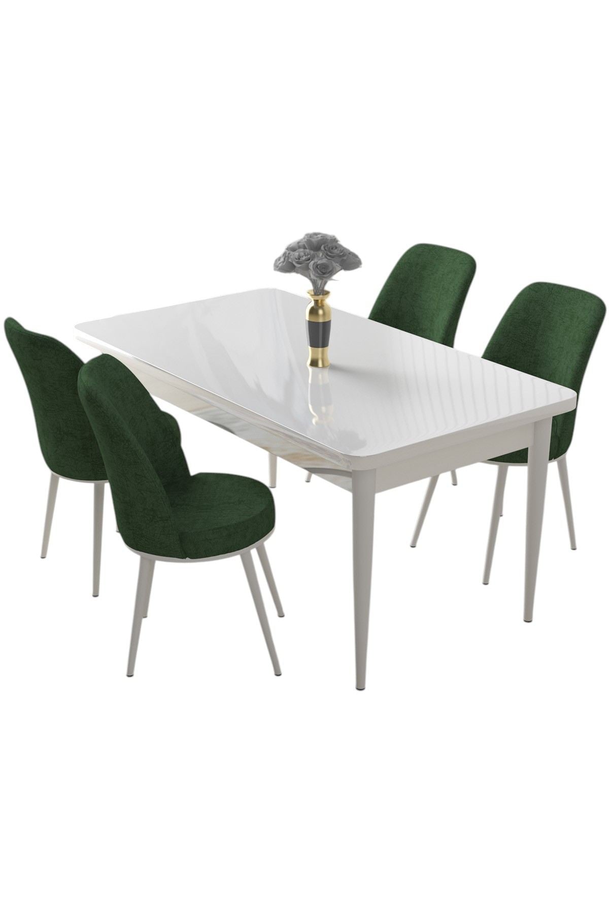 Conjunto de mesa de jantar e cadeiras (5 peças)-Nil-Branco
Cáqui