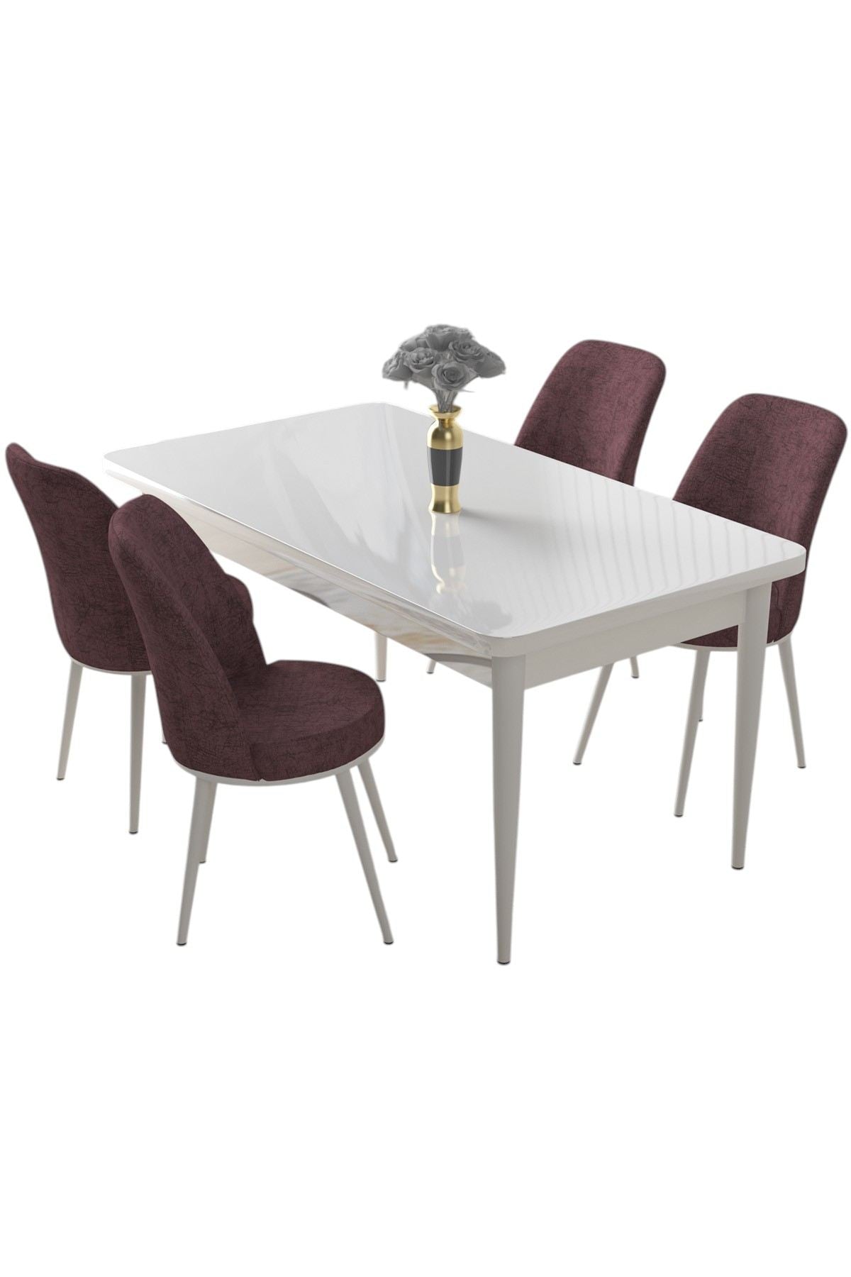 Conjunto de mesa de jantar e cadeiras (5 peças)-Nil-Branco
Rosa empoeirado