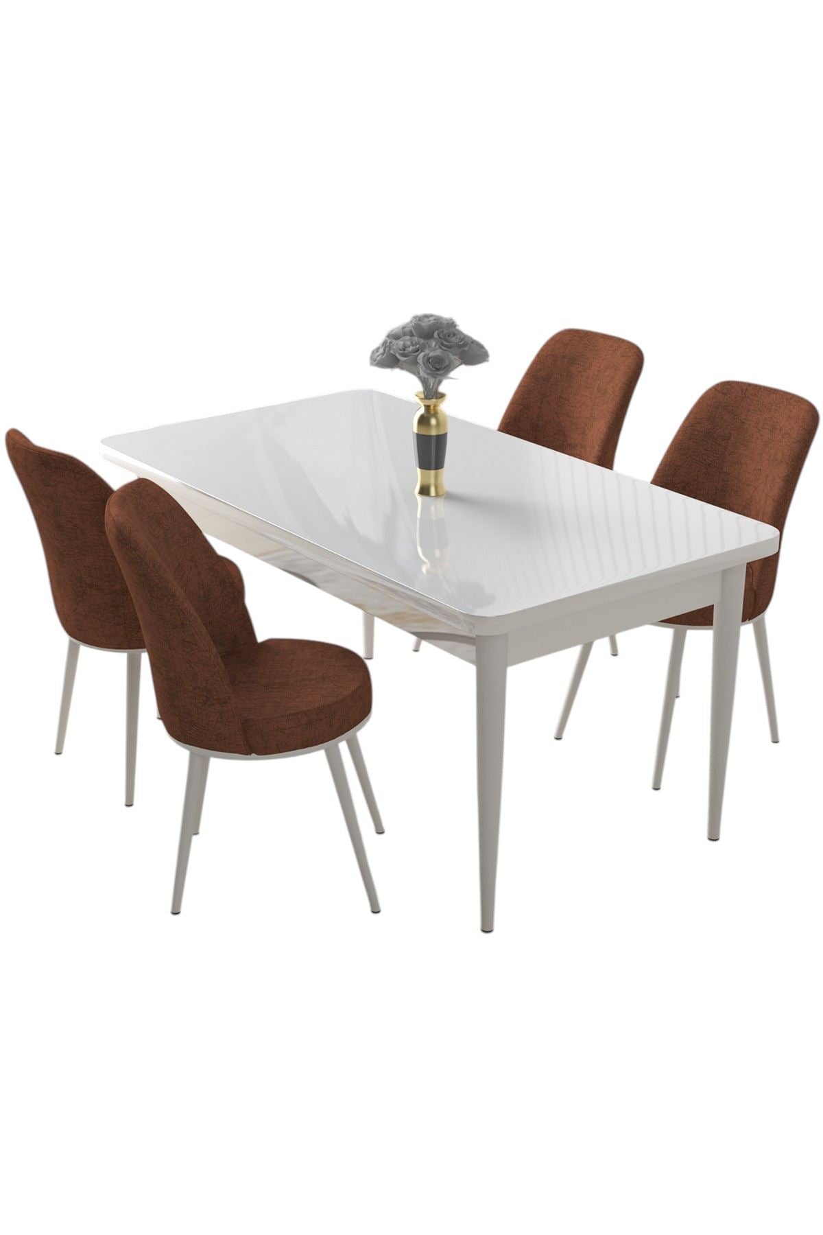 Conjunto de mesa de jantar e cadeiras (5 peças)-Nil-Branco
Azulejo Vermelho