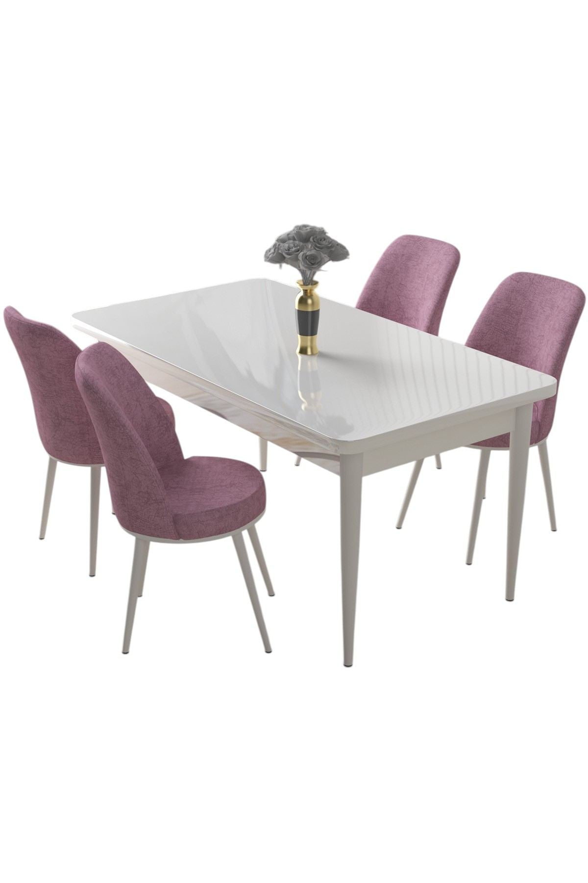Conjunto de mesa de jantar e cadeiras (5 peças)-Nil-Branco
Rosa