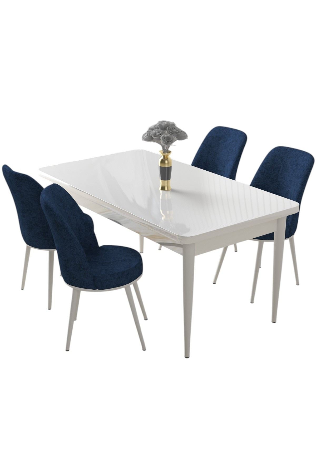 Conjunto de mesa de jantar e cadeiras (5 peças)-Nil-Branco
Azul-marinho