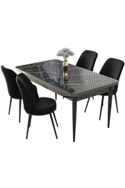 Conjunto de mesa de jantar e cadeiras – 110cm x 76cm x 71cm – Preto – Aglomerado e Metal