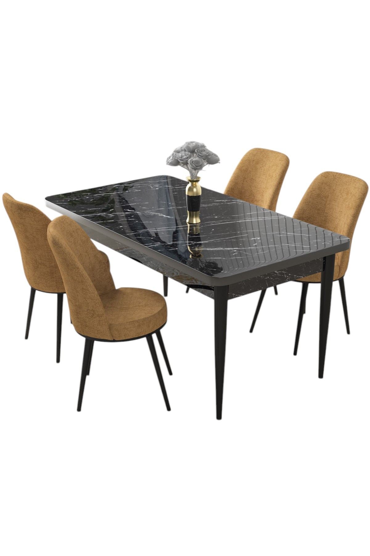 Conjunto de mesa de jantar e cadeiras (5 peças)-Nil-Mármore Preto
Cappuccino