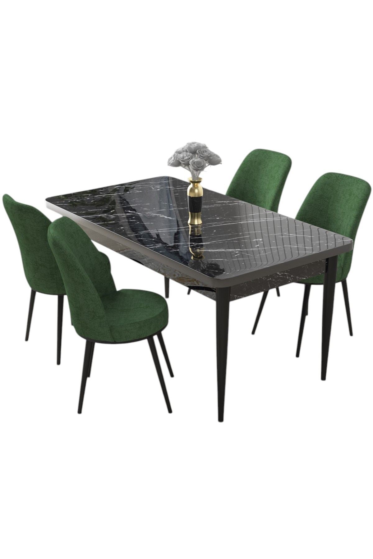 Conjunto de mesa de jantar e cadeiras (5 peças)-Nil-Mármore Preto
Cáqui