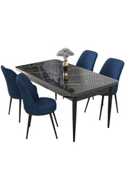 Conjunto de mesa de jantar e cadeiras (5 peças)-Nil-Mármore Preto
Azul Marinho